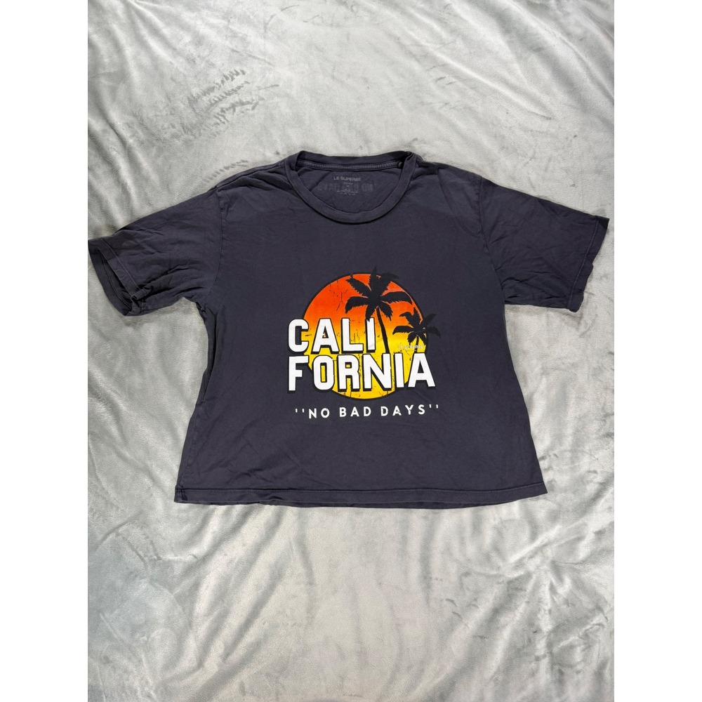 Le Superbe Womens "California No Bad Days " Boxy Med Top Tshirt Made SoCal USA